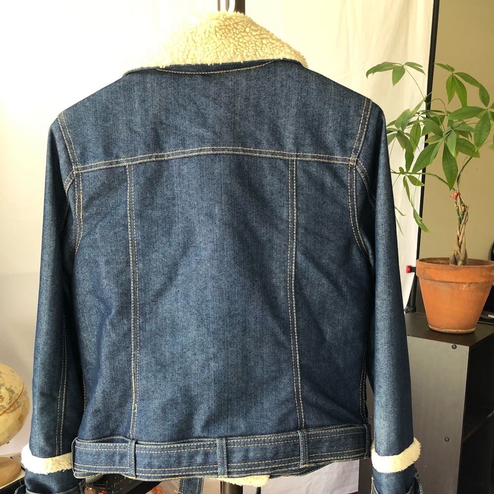 Faux fur denim jacket. Size Medium.